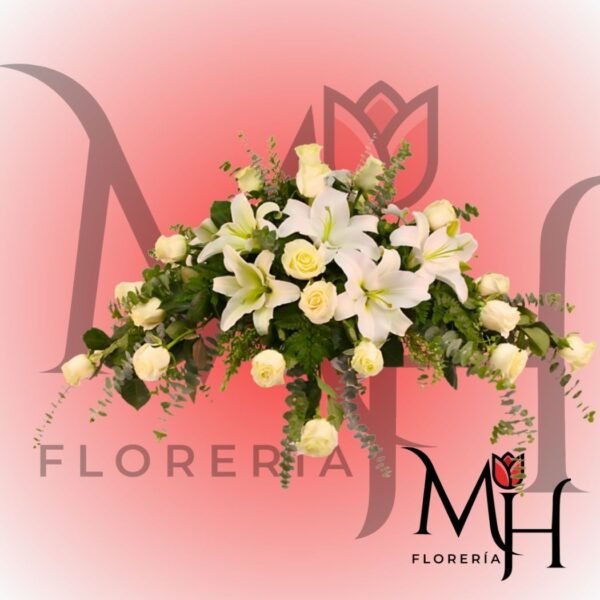 Cojin funebre 18 rosas 2 lilium