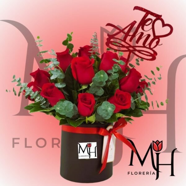 Box 15 Rosas ecuatorianas, follaje y topper