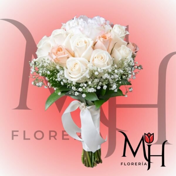 Bouquet de novia con 15 rosas ecuatorianas