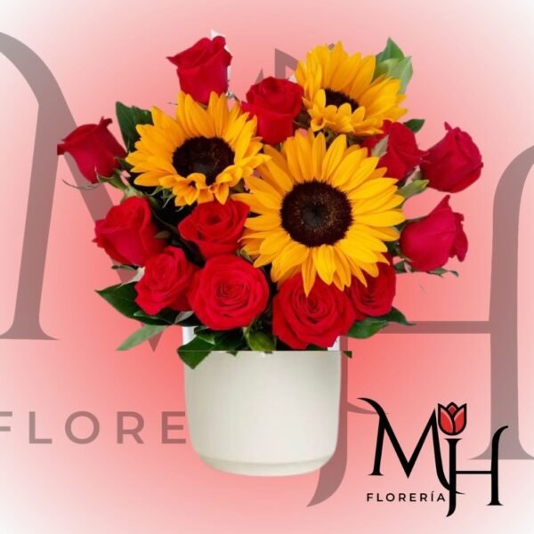 Box 3 Girasoles, 12 rosas y follaje