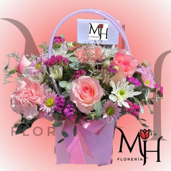 Cartera de rosas con 6 rosas y flores de estación