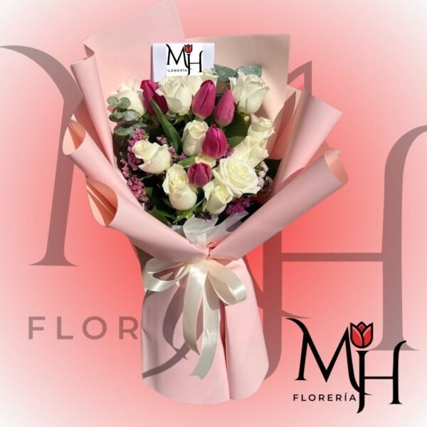 Ramo 10 rosas 5 tulipanes