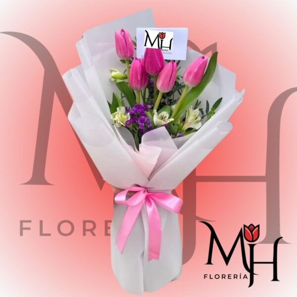 Ramo 6 tulipanes con bonita envoltura